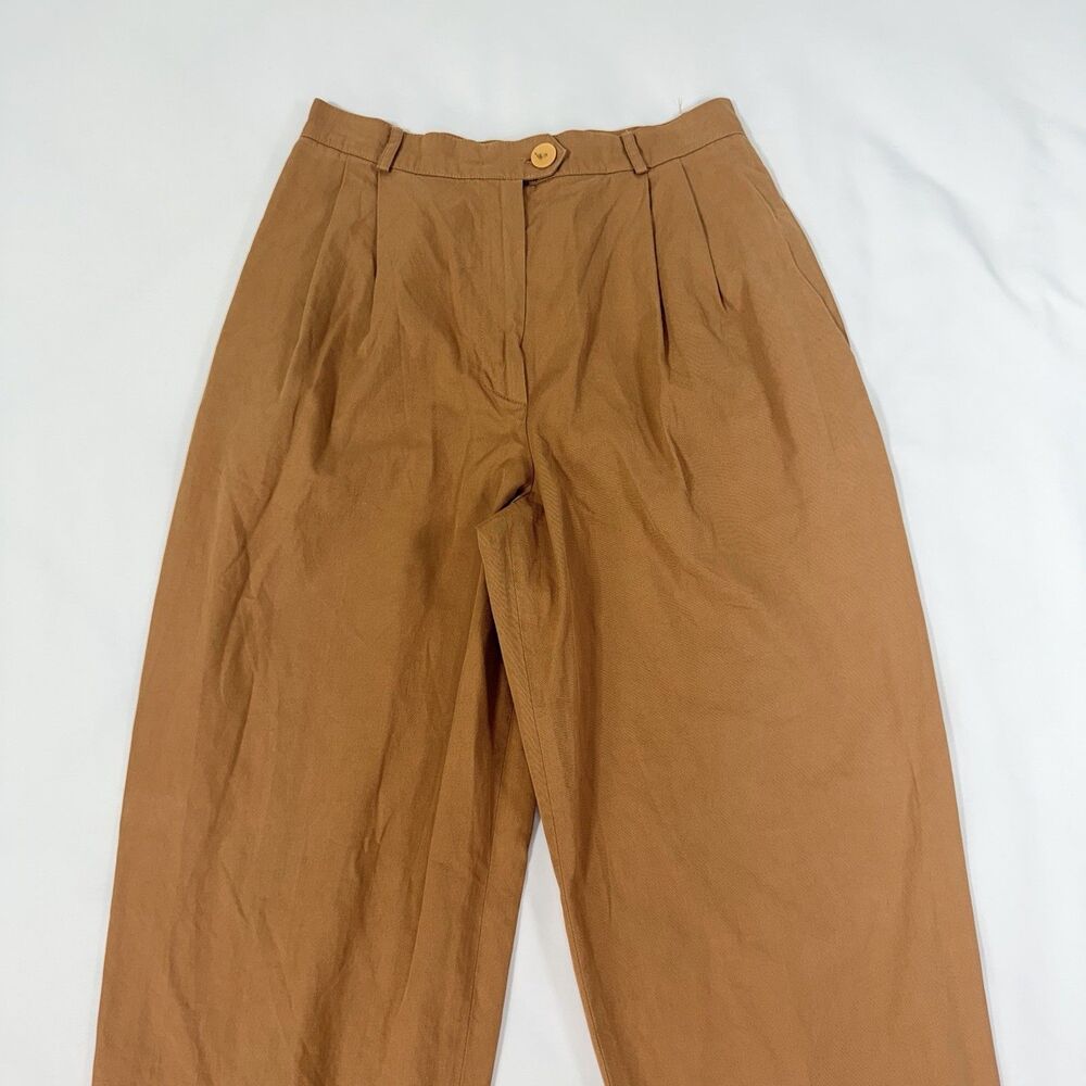Vintage Genny Pleated Trousers Brown Size 6 High Waist Tapered Retro ITALY Made - Picture 2 of 12